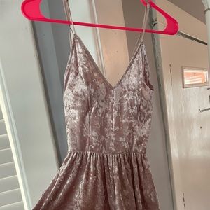 XS pink velvet romper from Pacsun